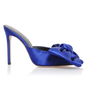Beaubelle Cobalt Blue Oversized Bow Mules