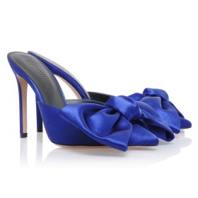 Beaubelle Cobalt Blue Oversized Bow Mules - Image 2