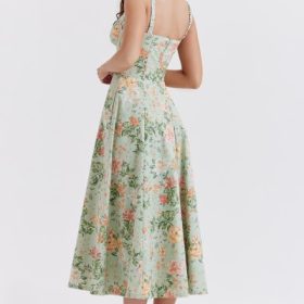 Sabrina Light Jade Print Bustier Sundress