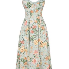 Sabrina Light Jade Print Bustier Sundress - Image 2