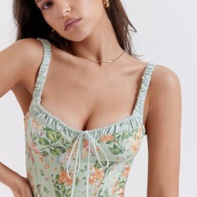 Sabrina Light Jade Print Bustier Sundress - Image 11