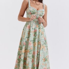Sabrina Light Jade Print Bustier Sundress - Image 13