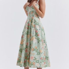 Sabrina Light Jade Print Bustier Sundress - Image 14