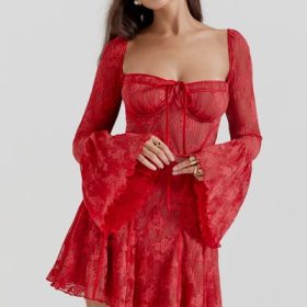 Analissa Scarlet Lace Corset Dress - Image 5