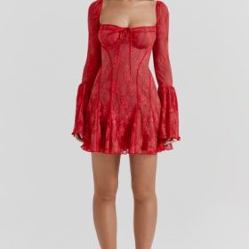 Analissa Scarlet Lace Corset Dress - Image 7