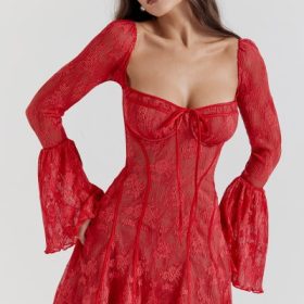 Analissa Scarlet Lace Corset Dress - Image 11