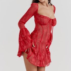 Analissa Scarlet Lace Corset Dress - Image 12