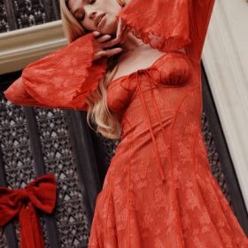 Analissa Scarlet Lace Corset Dress - Image 15