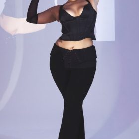 Ava Black Fold Front Trousers - Image 6