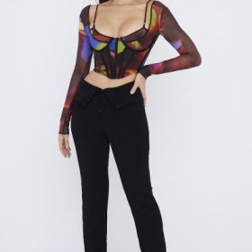 Ava Black Fold Front Trousers - Image 7
