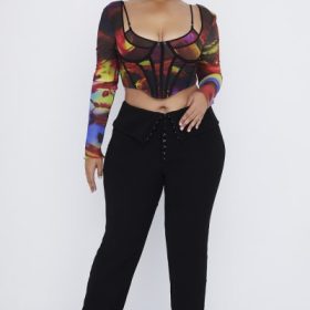 Ava Black Fold Front Trousers - Image 12
