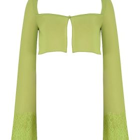 Tara Lime Green Georgette Cropped Top - Image 2