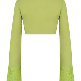 Tara Lime Green Georgette Cropped Top - Image 4