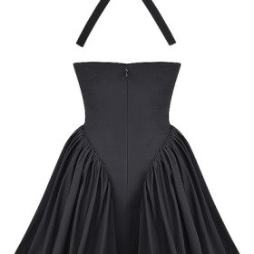 Valentia Black Halter Mini Dress - Image 4