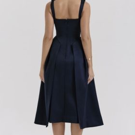 Paloma Midnight Twist Strap Satin Midi Dress - Image 10