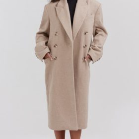 Carter Oatmeal Double Breasted Coat - Image 6