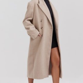 Carter Oatmeal Double Breasted Coat - Image 10
