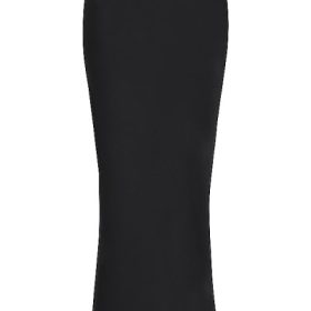 Ruby Black Satin Lace Trim Midi Skirt - Image 4
