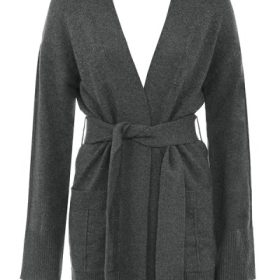 Alaia Charcoal Cashmere Blend Belted Cardigan - Image 2