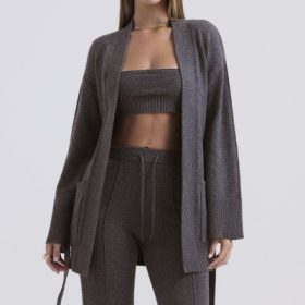 Alaia Charcoal Cashmere Blend Belted Cardigan - Image 8
