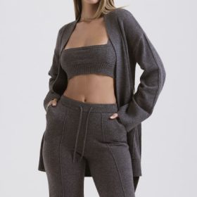 Alaia Charcoal Cashmere Blend Belted Cardigan - Image 9