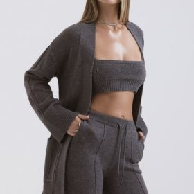 Alaia Charcoal Cashmere Blend Belted Cardigan - Image 10