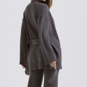Alaia Charcoal Cashmere Blend Belted Cardigan - Image 12
