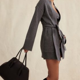 Alaia Charcoal Cashmere Blend Belted Cardigan - Image 13