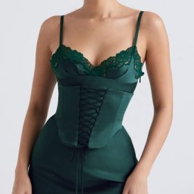 Soraya Forest Satin Slip Dress - Image 9