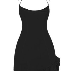 Rossella Black Ruffle Mini Dress - Image 2