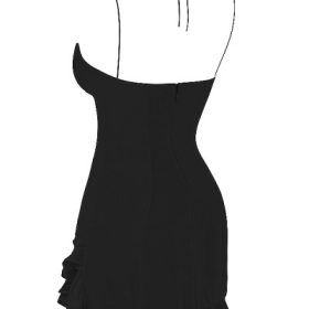 Rossella Black Ruffle Mini Dress - Image 3