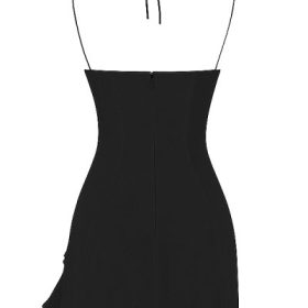 Rossella Black Ruffle Mini Dress - Image 4