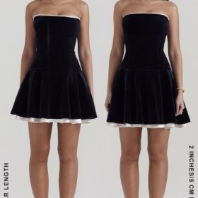 Marilla Black Velvet Strapless Dress - Image 16