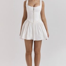 Cupid White Pleated Mini Dress - Image 7