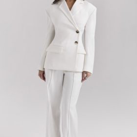 Hayden White Wide Leg High Waist Tailored Trousers - Image 5