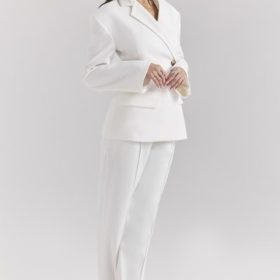 Hayden White Wide Leg High Waist Tailored Trousers - Image 8