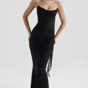 Cassidy Black Mesh Maxi Skirt with Fluted Hem - Image 7