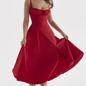 Carmen Red Rose Bustier Sundress - Image 8