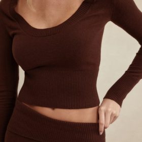 Raquel Chocolate Cashmere Blend Scoop Neck Top