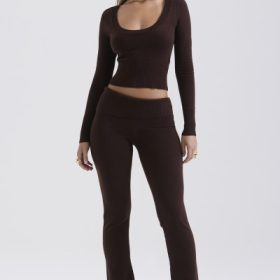 Raquel Chocolate Cashmere Blend Scoop Neck Top - Image 6