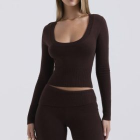 Raquel Chocolate Cashmere Blend Scoop Neck Top - Image 8
