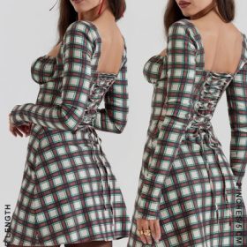 Malika Red Tartan Corset Mini Dress