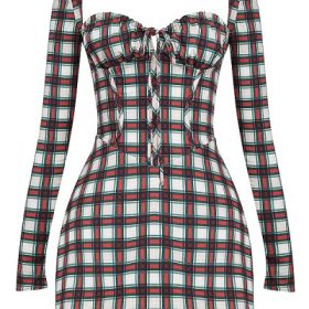 Malika Red Tartan Corset Mini Dress - Image 2