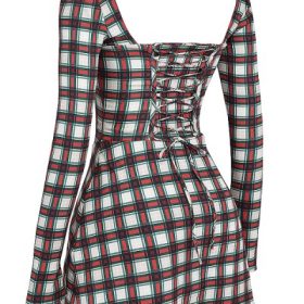 Malika Red Tartan Corset Mini Dress - Image 3