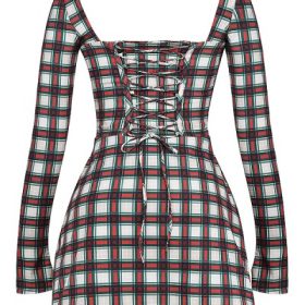 Malika Red Tartan Corset Mini Dress - Image 4