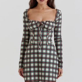 Malika Red Tartan Corset Mini Dress - Image 5