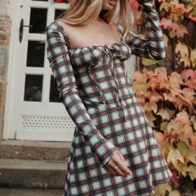 Malika Red Tartan Corset Mini Dress - Image 6
