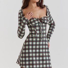 Malika Red Tartan Corset Mini Dress - Image 9