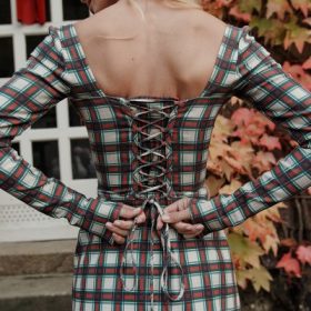 Malika Red Tartan Corset Mini Dress - Image 11