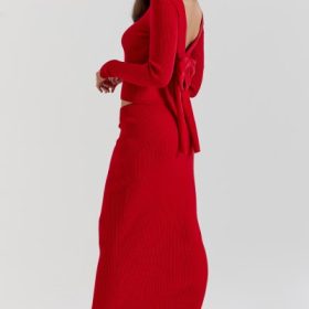Lourdes Scarlet Cashmere Blend Maxi Skirt - Image 5